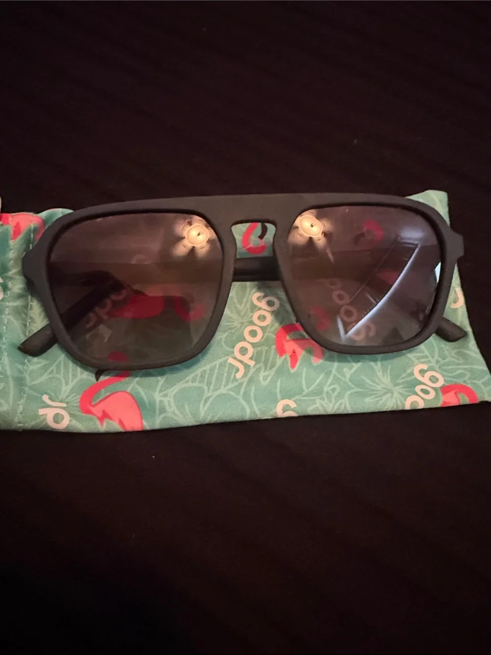 Goodr Navy Blue Sunglasses with soft case